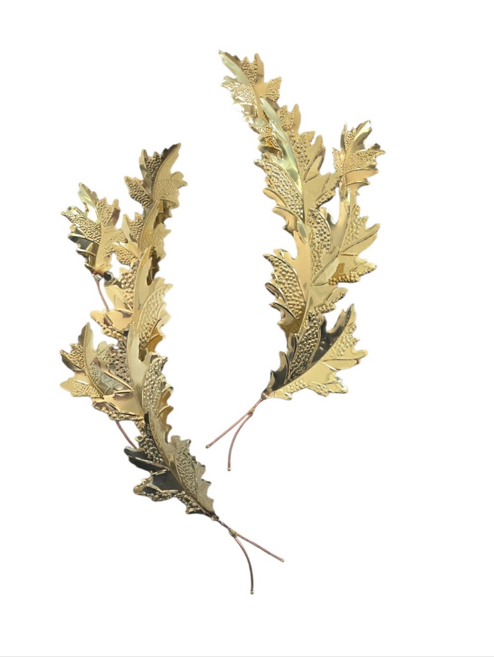 Vintage Home Interiors Oak Leaves 18” Long Gold Tone Metal, Vintage Metal Leaves